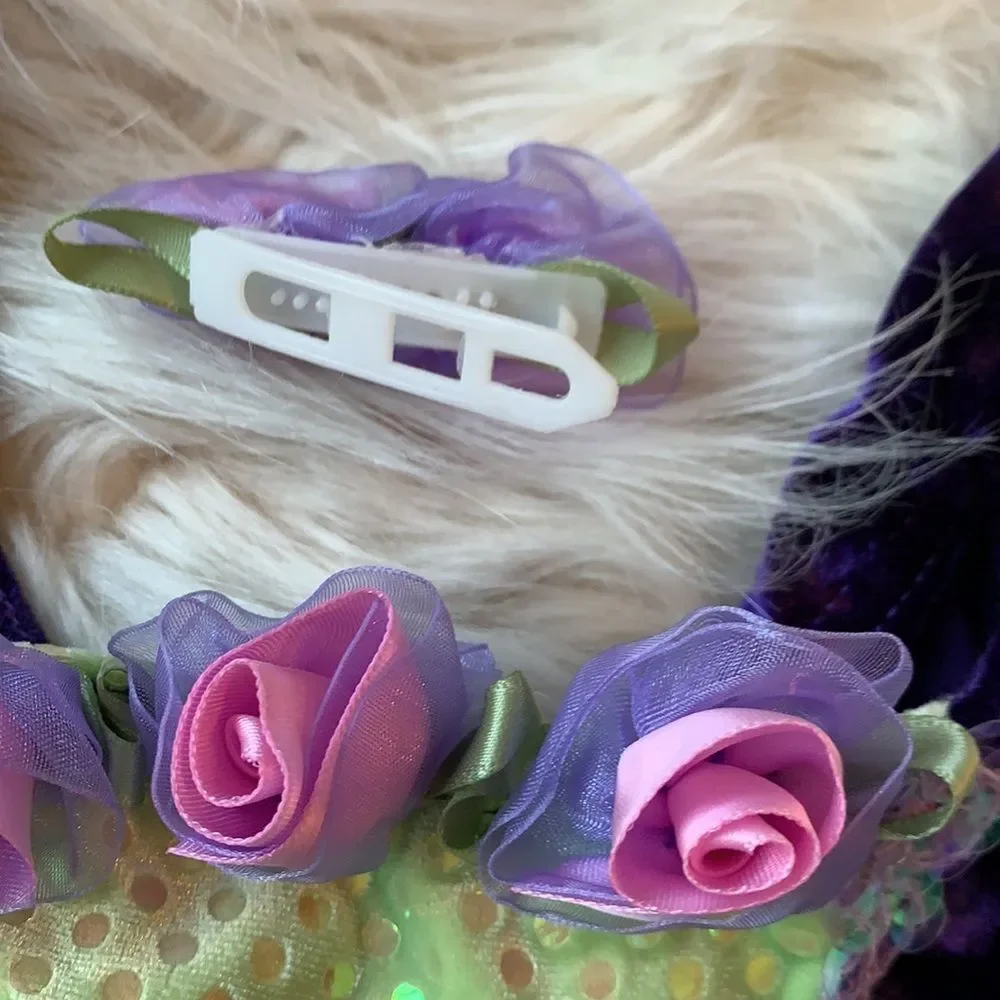 Gorgeous fairy princess ballet dress / costume Purple & Green. matching barrette